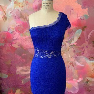 Blue lace one shoulder dress - $10